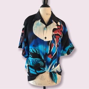 NWT Spider-Man Button Down Short Sleeve Tee Medium